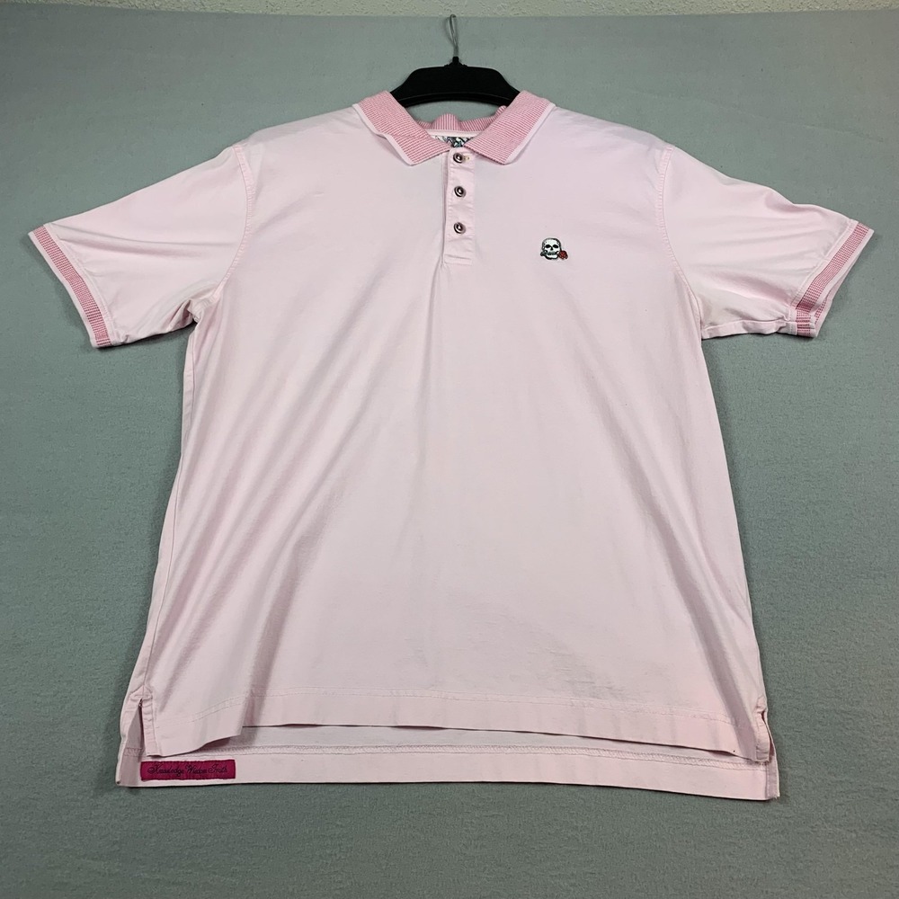 Robert Graham Polo Shirt Mens Large Skull Rose Embroidered Classic Fit